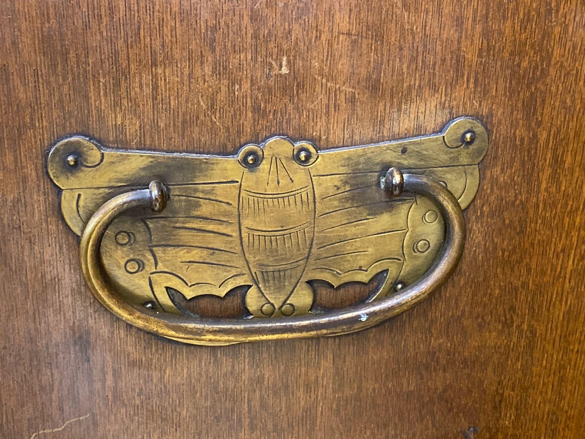 A Korean elm brass mounted table top cabinet